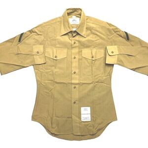 DSCP Military Shirt Mens 15.5 Tan Long Sleeve Perfect Fit Button Up Uniform